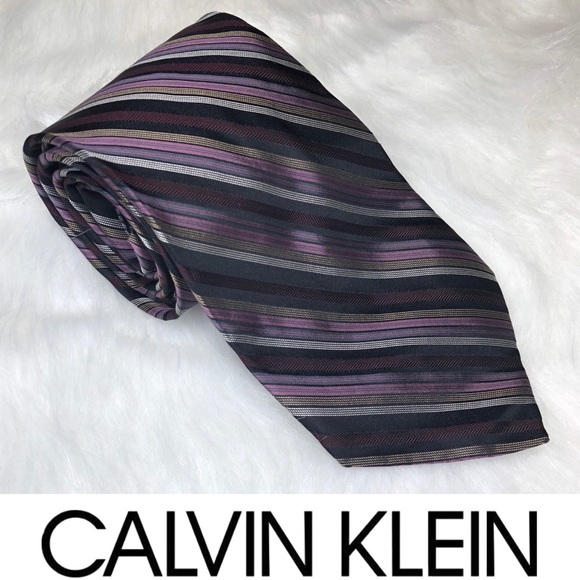 Calvin Klein Other - Calvin Klein purple silver striped men’s tie